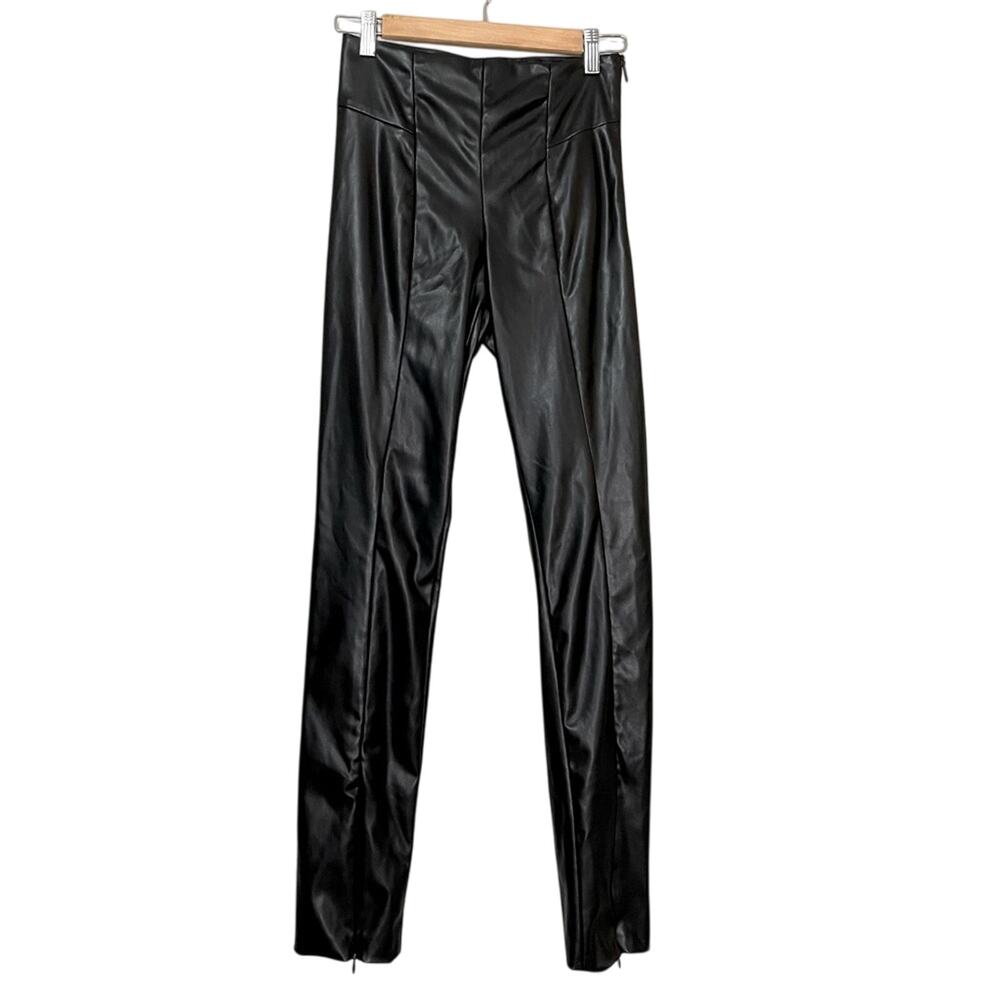 Good American Black Faux Leather High Waisted Leggings Pants Womens 2 Fall
